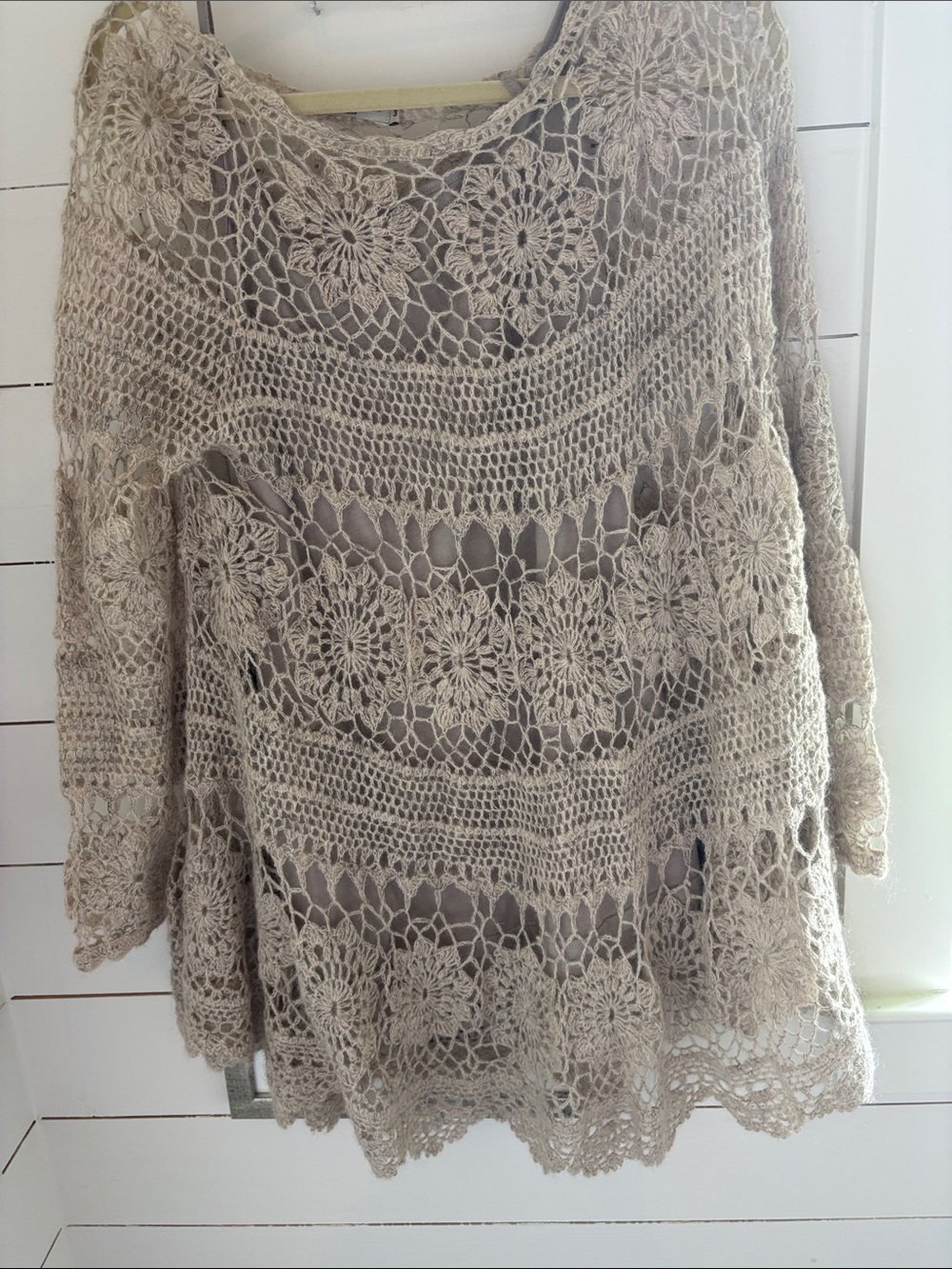 Mes Demoiselles Beige Crochet Tunic Dress
